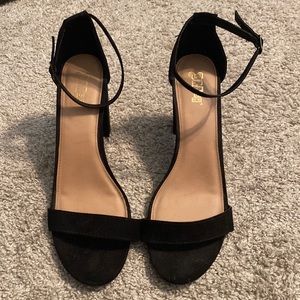 Black strappy heels